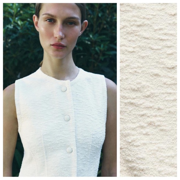 NWT. Zara ZW Collection Ecru Cotton Blend Textured Shift Midi Dress. Size M. - Picture 4 of 14